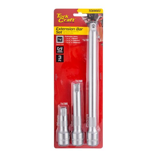 Extention Bar 3pc Set 1/2&rdquo; 75/125/250mm&nbsp;socket