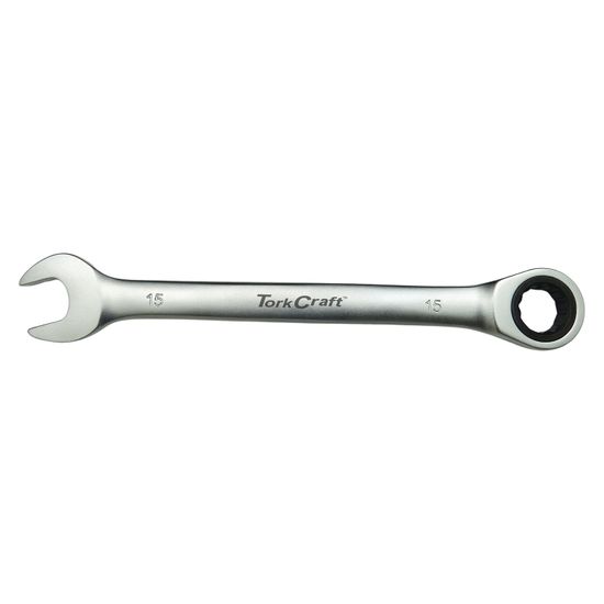 TORK CRAFT Combination Ratchet Wrench 15mm Fixed Head Spanner