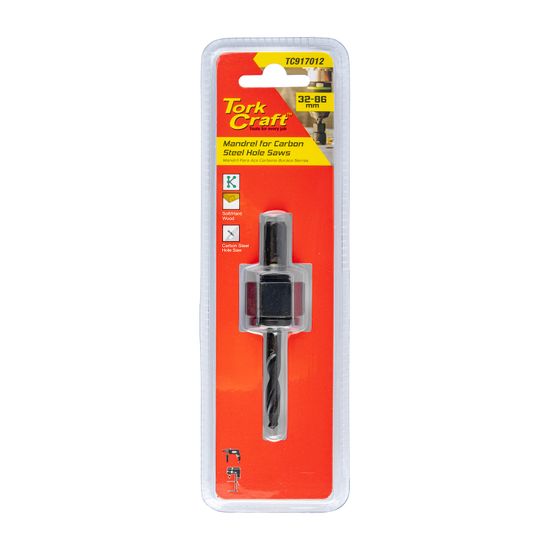 TORK CRAFT Mandrel For Carbon Steel Hole Saws 32 - 86mm