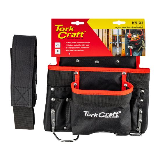 TORK CRAFT Tool Pouch Nylon With Belt 8 Pocket + Loops