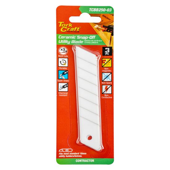 TORK CRAFT Utility Blade Ceramic Snap-off 100mm X 18mm X 0.65mm 3pc