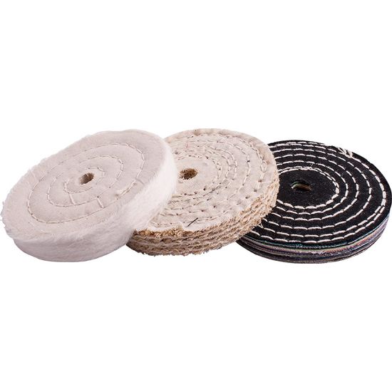 TORK CRAFT Buffing Wheel Kit 3pcs 100mm White & Denim Stiched & Sisal Polishing