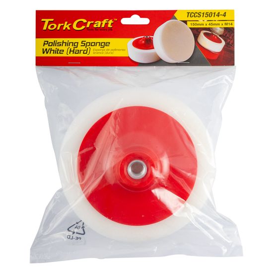 TORK CRAFT Compounding Sponge 150mm X M14 White Hard Foam Pad