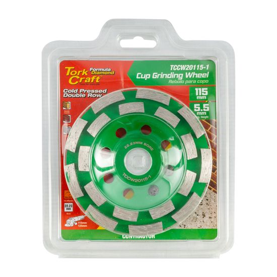 TORK CRAFT Dia. Cup Wheel 115 X 22.23mm Dbl Row Cold Pressed