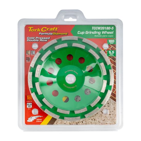 Dia. Cup Wheel 180mm X 22.23mm Dbl Row Cold Pressed Economy