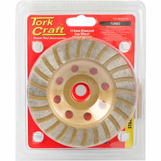 TORK CRAFT Dia. Cup Wheel 115mm X 22.23mm Turbo Cold Pressed