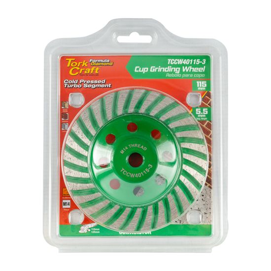 TORK CRAFT Dia. Cup Wheel 115mm X M14 Turbo Cold Pressed