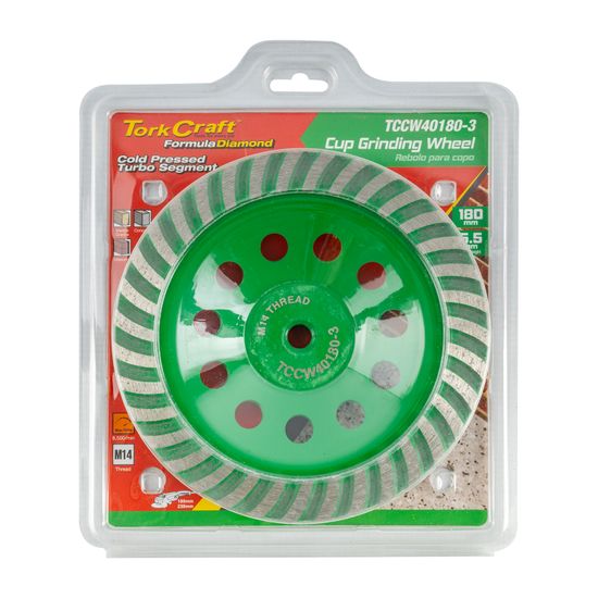 TORK CRAFT Dia. Cup Wheel 180mm X M14 Turbo Cold Pressed