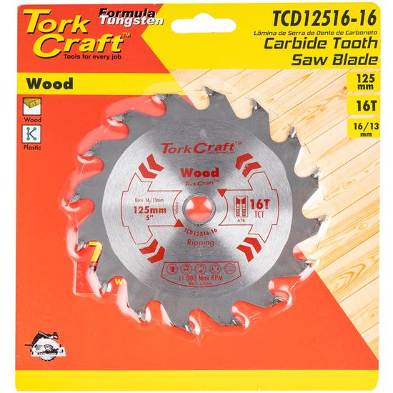 TORK CRAFT Blade Tct 125 X 16t 16/13 General Purpose Wood