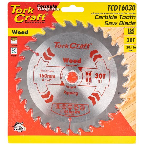 TORK CRAFT Blade Tct 160 X 30t 20/16 General Purpose Combination Wood