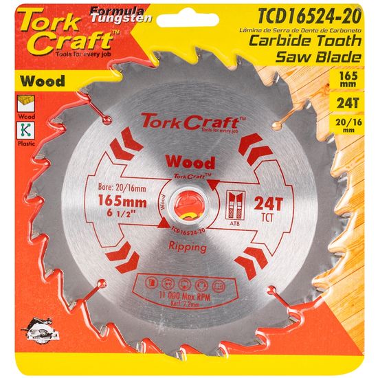 TORK CRAFT Blade Tct 165 X 24t 20/16 General Purpose Rip