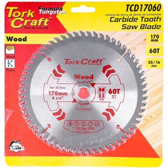 TORK CRAFT Blade Tct 170 X 60t 20/16 General Purpose Cross Cut