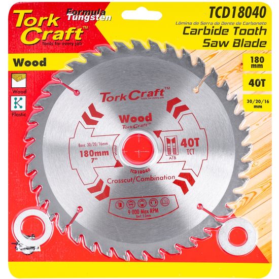 TORK CRAFT Blade Tct 180 X 40t 30/20/16 General Purpose Combination