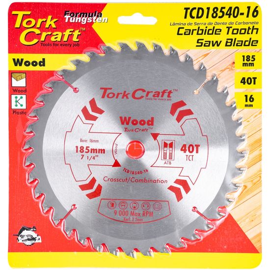 TORK CRAFT Blade Tct 185 X 40t 16mm General Purpose Combination