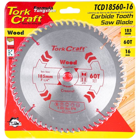 TORK CRAFT Blade Tct 185 X 60t 16mm General Purpose Cross Cut