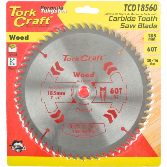 TORK CRAFT Blade Tct 185 X 60t 20/16 General Purpose Cross Cut