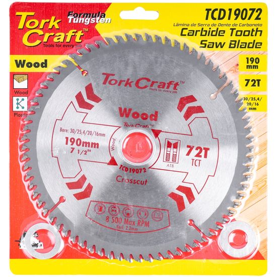 TORK CRAFT Blade Tct 190 X 72t 30/ General Purpose Cross Cut Smooth