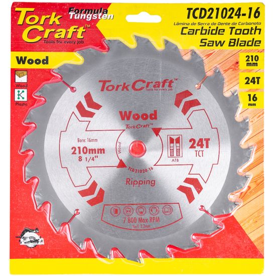 TORK CRAFT Blade Tct 210 X 24t 16mm General Purpose Rip