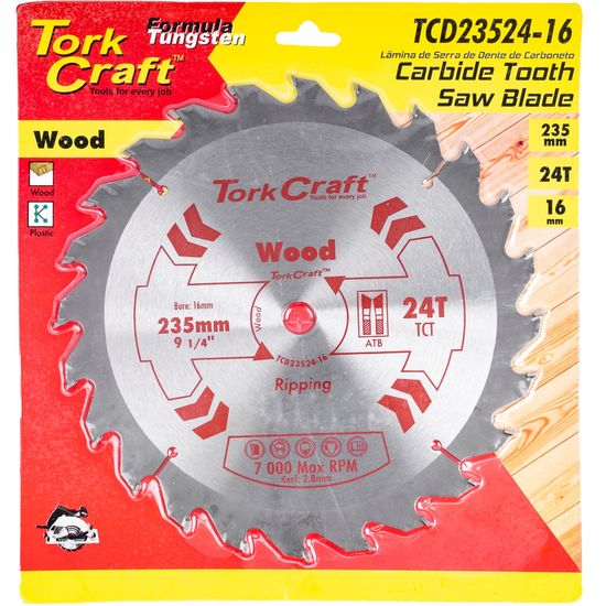 TORK CRAFT Blade Tct 235 X 24t 16mm General Purpose Rip