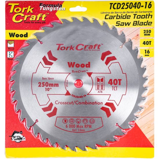 TORK CRAFT Blade Tct 250 X 40t 16mm General Purpose Combination