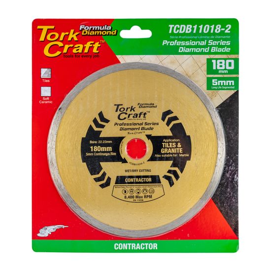 TORK CRAFT Diamond Blade 180mm X 22.23 Continues Rim