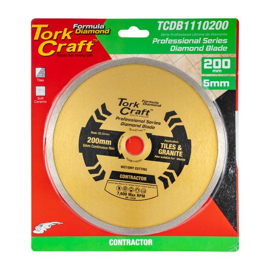 TORK CRAFT Diamond Blade 200mm X 22.22 Continues Rim