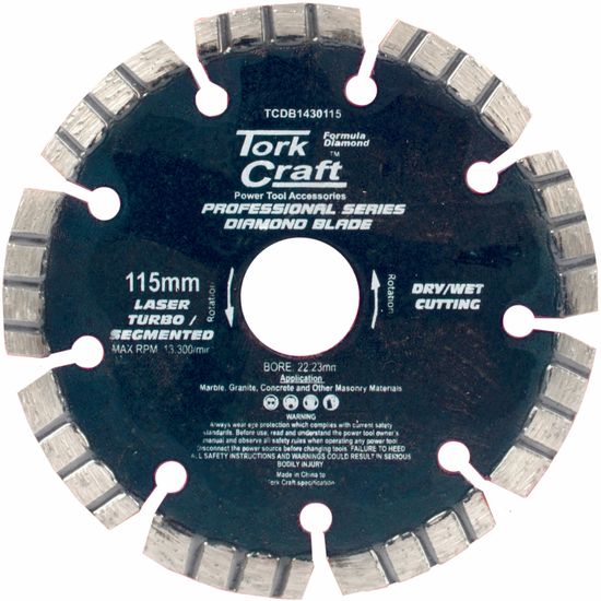 TORK CRAFT Diamond Blade 115mm Turbo Segmented Laser Welded Industrial
