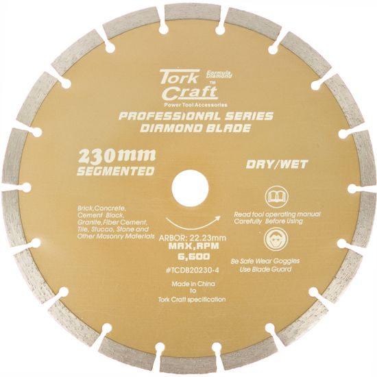 TORK CRAFT Diamond Blade 10mm Seg For Cutting Building Materials 230mm 22.23