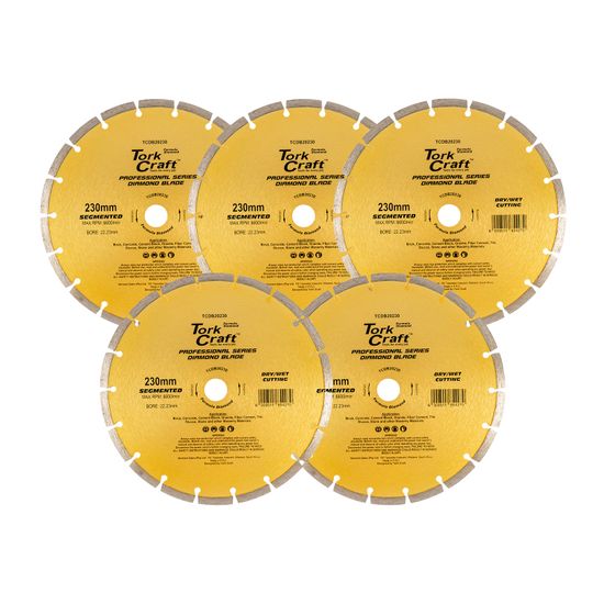 TORK CRAFT Diamond Blade Segmented 230mm Professional Bulk 5 Pack