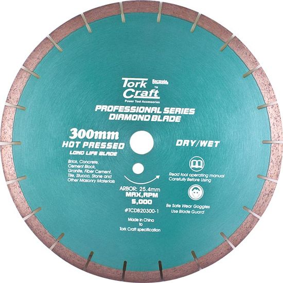 TORK CRAFT Dia. Blade 300x12x25.4mm Gen. Purp. Hot Pressed Segmented