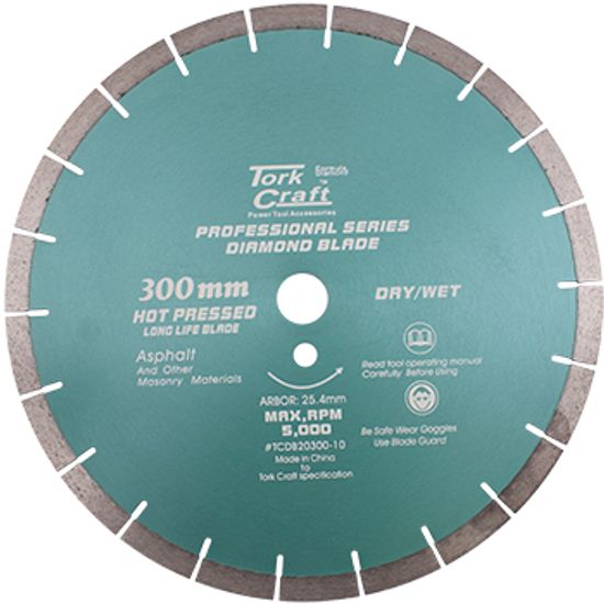 TORK CRAFT Diamond Blade 300 X 25.4mm Asphalt Hot Pressed Segmented Tar