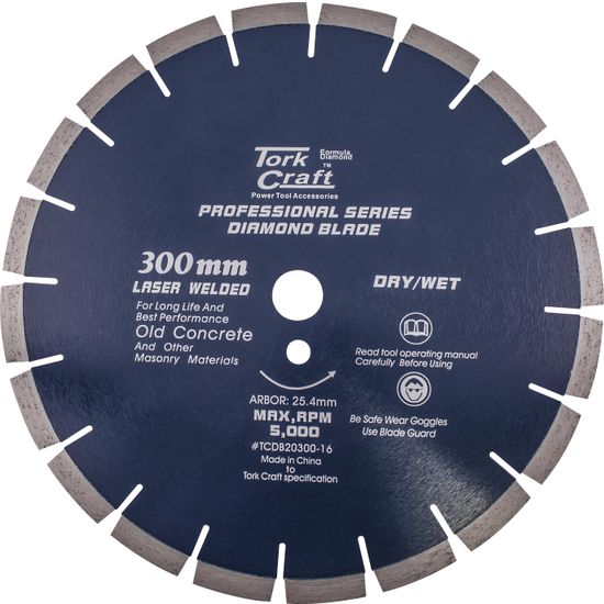 TORK CRAFT Diamond Blade 300 X 25.4mm Old Concrete Laser Welded Segmented