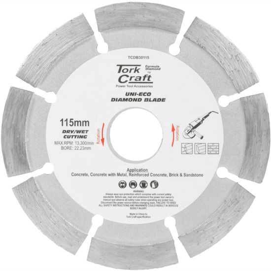 TORK CRAFT Diamond Blade Segm 115mm X 10mm Reinforced Concrete