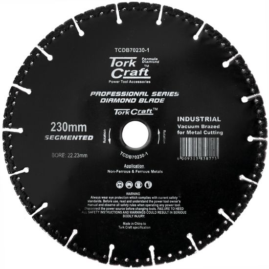 TORK CRAFT Diamond Blade Seg.230x22.23mm Vacuum Brazed Metal Cutting