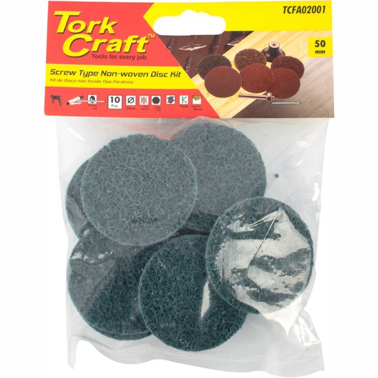 TORK CRAFT Non Woven Disc Screw Type 50mm 10pc Blue Fine For Surface Cond. Kit