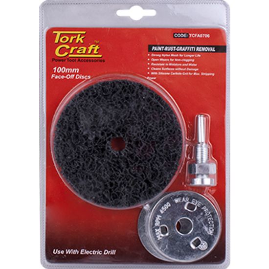 TORK CRAFT Face Off Disc & Arbor 100mm Carded For Drill