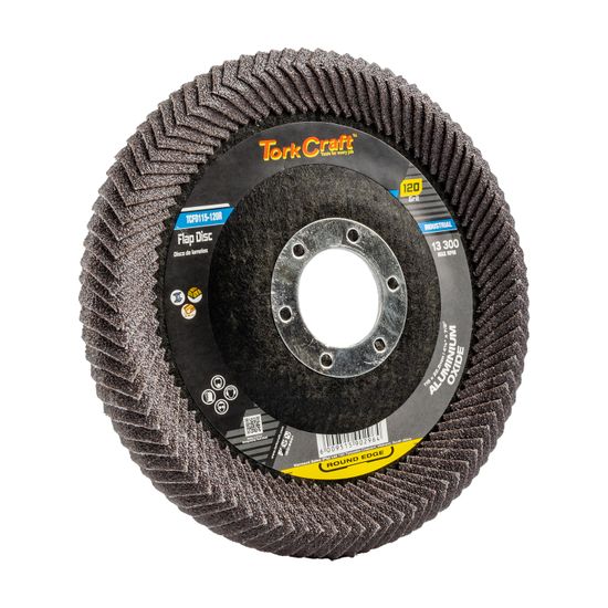 TORK CRAFT Flap Disc Round Edge A/o 115mm 120 Grit Flat