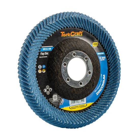 TORK CRAFT Flap Disc Round Edge Zirconium 115mm 120 Grit Flat