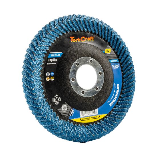 TORK CRAFT Flap Disc Round Edge Zirconium 115mm 40 Grit Flat