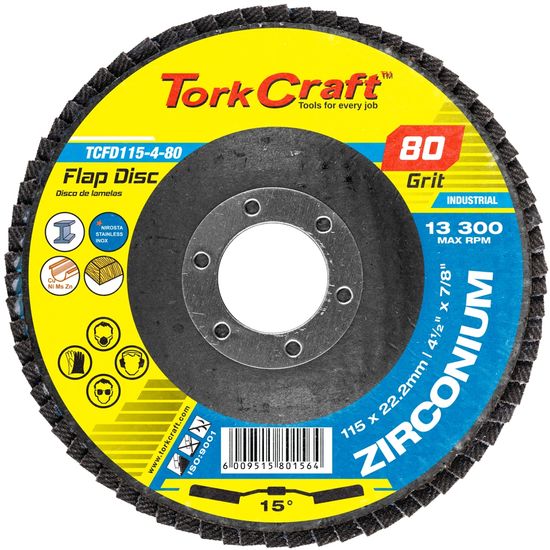 TORK CRAFT Flap Disc Zirconium 115mm 80grit Angled