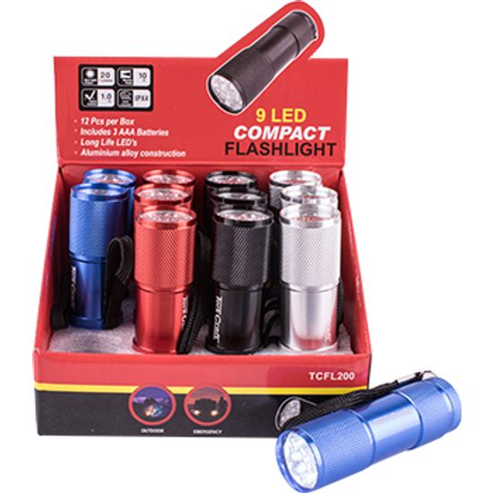 TORK CRAFT Torch Led Alum M/col X12 Pdq Box Incl Aaa Batteries TORK CRAFT Flash L