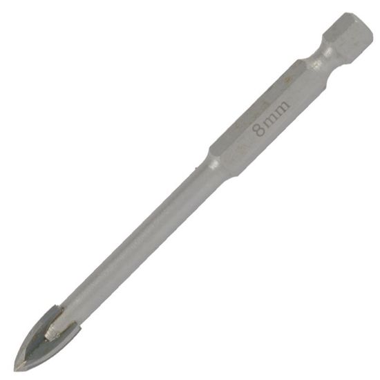 TORK CRAFT Glass & Tile Drill 8mm 4 Flute With Hex Shank