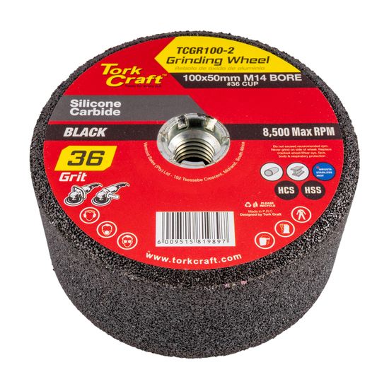 TORK CRAFT Grinding Wheel 100x50 M14 Bore - #36cup - Angle Grinder