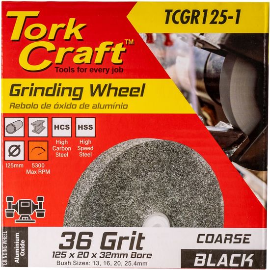 TORK CRAFT Grinding Wheel 125 X 20 X 32mm Bore Coarse 36g Black