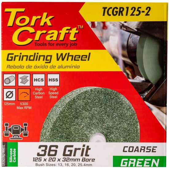TORK CRAFT Grinding Wheel 125 X 20 X 32mm Bore Coarse 36g Green