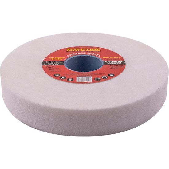 TORK CRAFT Grinding Wheel 150x25x32mm White Coarse 36gr W/bushes For Bench Grinde