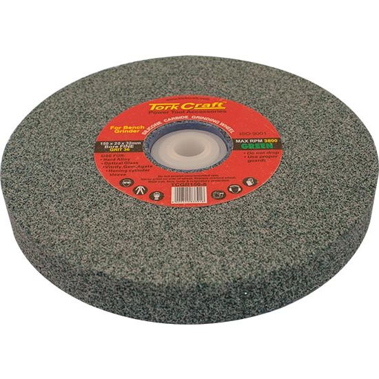 TORK CRAFT Grinding Wheel 150x20x32mm Green Coarse 36gr W/bushes For Bench Grin