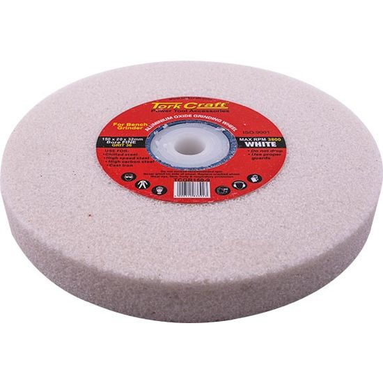 TORK CRAFT Grinding Wheel 150x20x32mm White Coarse 36gr W/bushes For Bench Grin