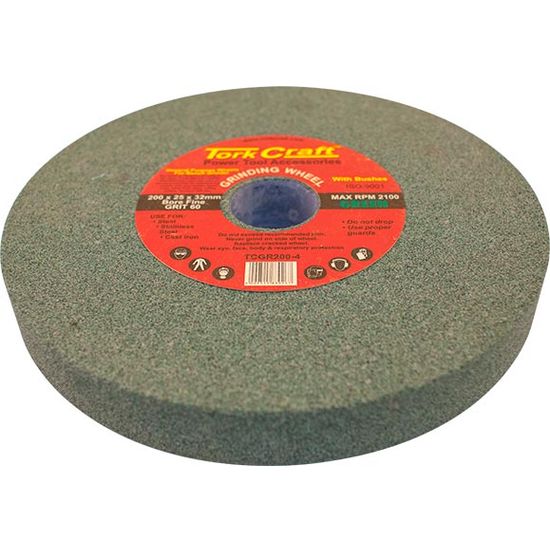 TORK CRAFT Grinding Wheel 200x25x32mm Bore Fine 60gr W/bushes For B/g Green