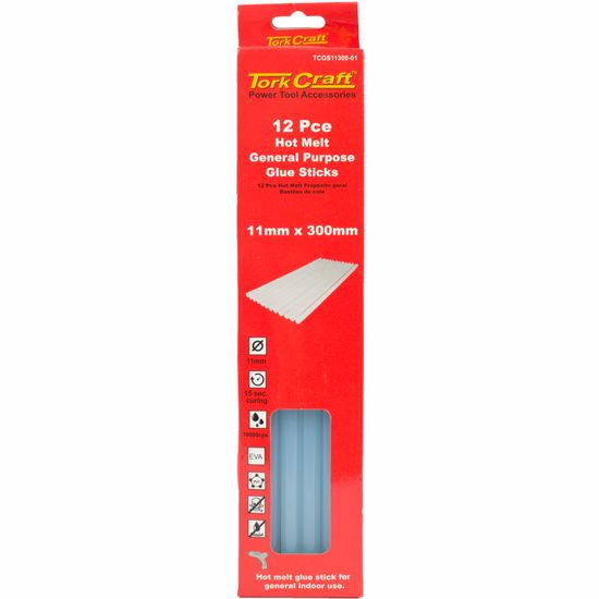 TORK CRAFT Glue Stick 11 X 300mm 12pc Hot Melt Gen. Purpose Eva 18000cps